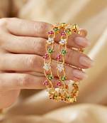 Gold laxmi ad designer bangle pink green