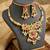 Lucky jewellery gold-plated ruby & green color traditional necklace set
