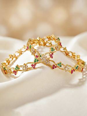 Gold laxmi ad designer bangle pink green 4