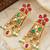 Lucky jewellery gold-plated ruby & green color traditional necklace set