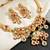 Lucky jewellery gold-plated ruby & green color traditional necklace set