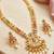 Lucky jewellery gold-plated ruby & green color long traditional necklace set