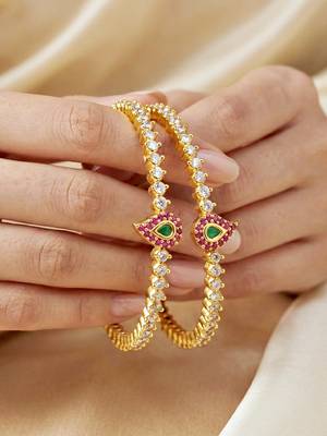 Gold multi color ad stone bangle 1