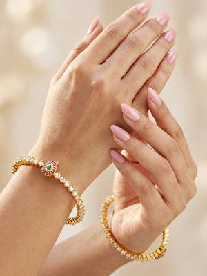 Gold multi color ad stone bangle 2
