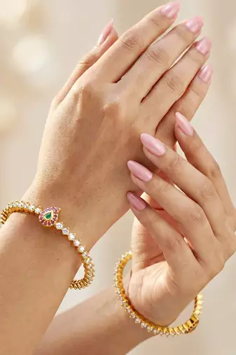 Gold multi color ad stone bangle