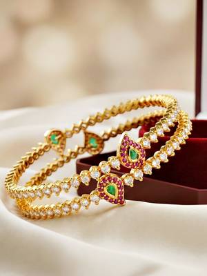 Gold multi color ad stone bangle 4
