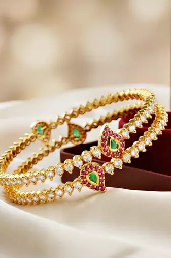 Gold multi color ad stone bangle