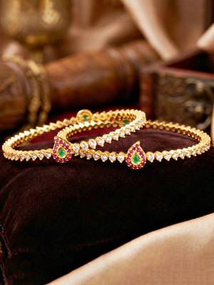 Gold multi color ad stone bangle 5