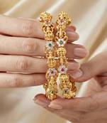 Gold ganesh peacock ad bangle pink green