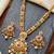 Lucky jewellery gold-plated ruby & green color long traditional necklace set