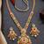 Lucky jewellery gold-plated ruby & green color long traditional necklace set