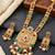 Lucky jewellery gold-plated ruby & green color long traditional necklace set