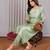Women pista green plain chanderi kurta set