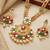 Lucky jewellery gold-plated ruby & green color traditional necklace set