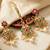 Lucky jewellery gold-plated ruby & green color choker set with maang tikka