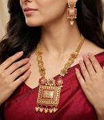 Lucky jewellery gold-plated ruby color traditional necklace set