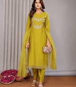 Women olive green floral roman kurta set