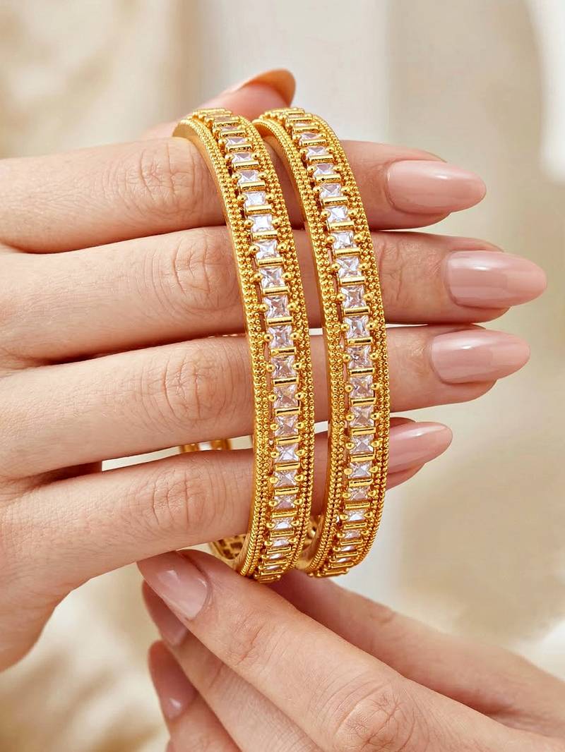 Gold peacock ad pink green bangle