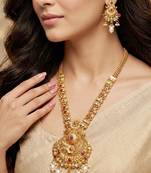 Lucky jewellery gold-plated ruby color long traditional necklace set