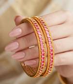 Gold peacock ad pink green bangle