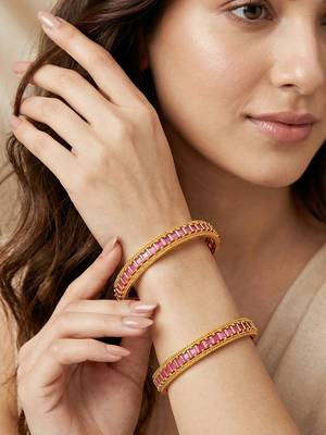Gold peacock ad pink green bangle 3