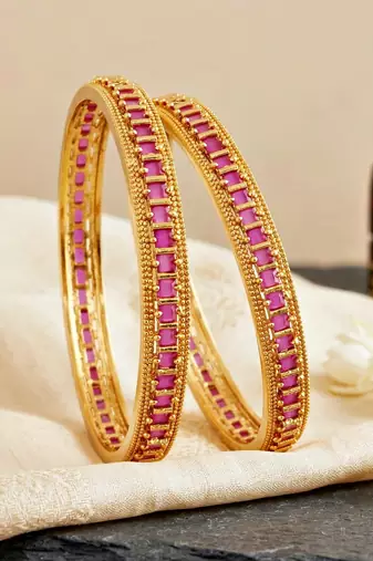 Gold peacock ad pink green bangle