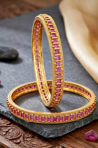 Gold peacock ad pink green bangle