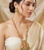 Lucky jewellery gold-plated laxmi idol temple necklace set