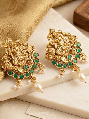 Lucky jewellery gold-plated laxmi idol temple necklace set 4