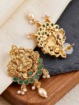 Lucky jewellery gold-plated laxmi idol temple necklace set 5