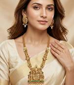 Lucky jewellery 18k gold-plated ram parivar temple necklace set