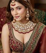 Lucky jewellery traditional kundan maroon jewellery set | bridal style royal ethnic necklace set