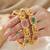 Gold laxmi ji ad temple bangle pink green stone