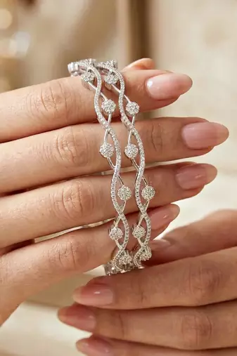 Gold temple floral laxmi bangle pink green