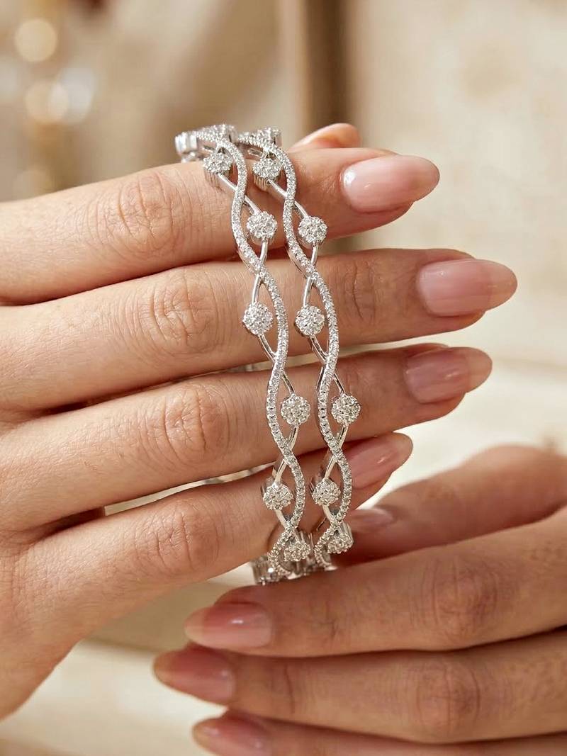 Gold temple floral laxmi bangle pink green