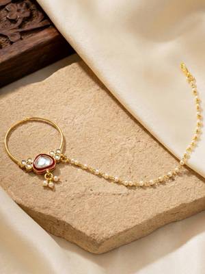 Lucky jewellery gold plated kundan maroon beads bridal jewellery set traditional designer statement 5