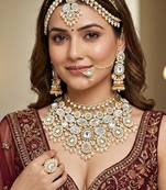 Lucky jewellery bridal kundan necklace set for women traditional indian wedding jewellery set
