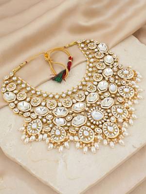 Lucky jewellery bridal kundan necklace set for women traditional indian wedding jewellery set 2