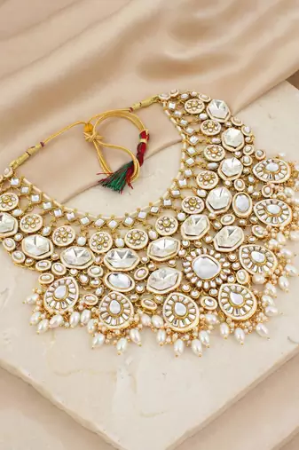 Lucky jewellery bridal kundan necklace set for women traditional indian wedding jewellery set