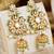 Gold plated navratan necklace set with earrings