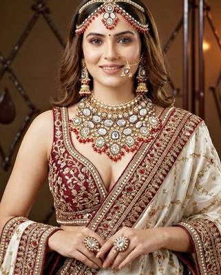 Lucky jewellery bridal kundan necklace set for women traditional indian wedding jewellery set 2