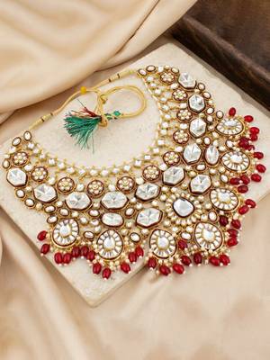 Lucky jewellery bridal kundan necklace set for women traditional indian wedding jewellery set 3