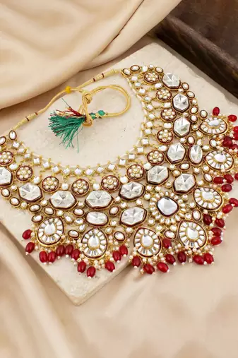 Lucky jewellery bridal kundan necklace set for women traditional indian wedding jewellery set