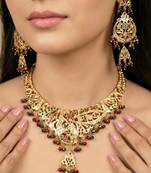 Gold plated navratan bridal jewellery set