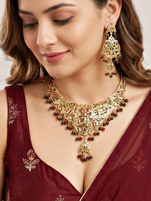Gold plated navratan bridal jewellery set 2