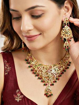 Gold plated navratan bridal jewellery set 3