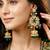 Gold plated navratan necklace set with earrings