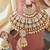18 kt gold plated white kundan bridal necklace set with tikka & nath