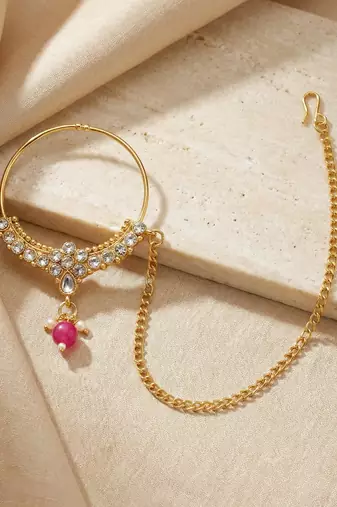 18 kt gold plated magenta green kundan bridal & semi-bridal necklace set