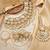 18 kt gold plated white kundan bridal necklace set with tikka & nath